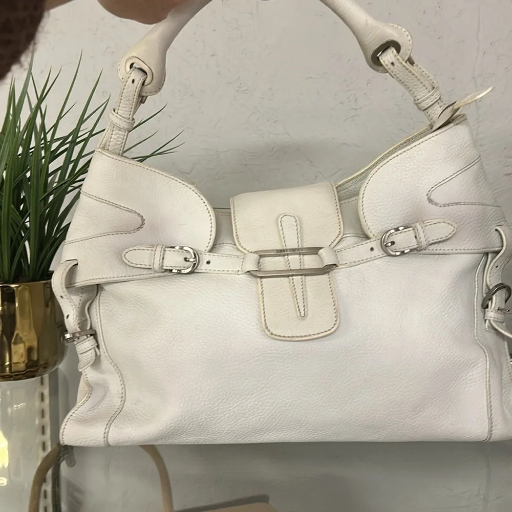 🤍 JIMMY CHOO White Pebbled Bag – Preloved Luxury 🤍